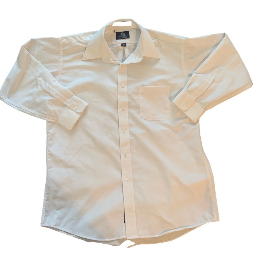 Stafford Wrinkle Free White Long Sleeve Dress Shirt Size 16.5x32